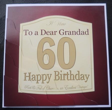 60th Birthday Grandad Wine Label Wavy Corner Side Stacker by Charlie Angel