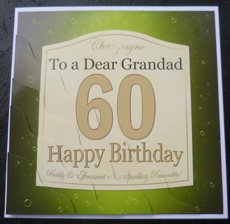 60th Birthday Grandad Champagne Label Wavy Corner Side Stack by Charlie Angel
