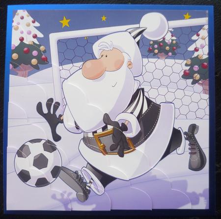 Football Santa Dude Black and White 8x8 Quick Card by Charlie Angel