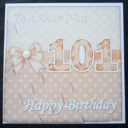 101st Birthday Nan Felties Wavy Corner Side Stacker Topper by Charlie Angel