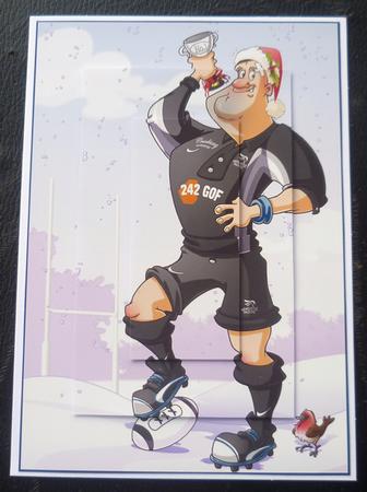 Christmas Rugby Black and White A4 by Charlie Angel