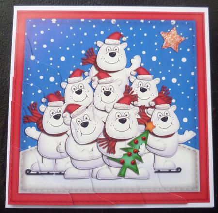 Xmas Polar Bears Wavy Corner Side Stacker Topper by Charlie Angel