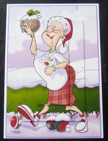 Christmas Bowling Lady A4 by Charlie Angel