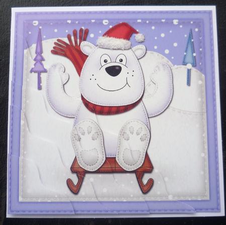 Xmas Sledging Polar Bear Wavy Corner Side Stacker by Charlie Angel