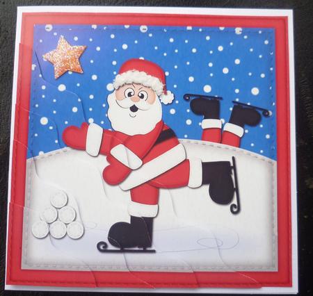 Xmas Skating Santa Wavy Corner Side Stacker by Charlie Angel