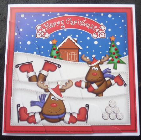 Xmas Rudolph Wavy Corner Side Stacker Topper by Charlie Angel