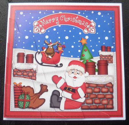 Xmas Rooftop Santa Wavy Corner Side Stacker Topper by Charlie Angel