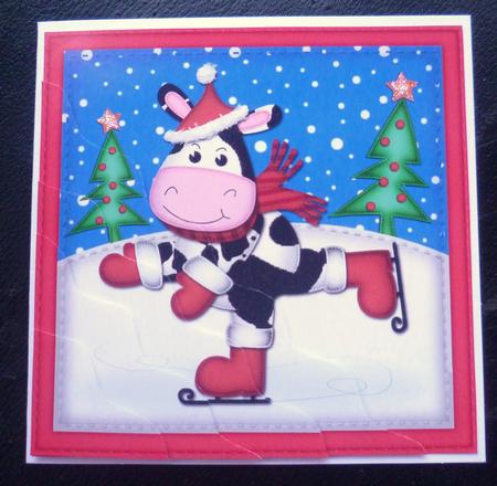 Xmas Milly Moo Cow Wavy Corner Side Stacker Topper by Charlie Angel
