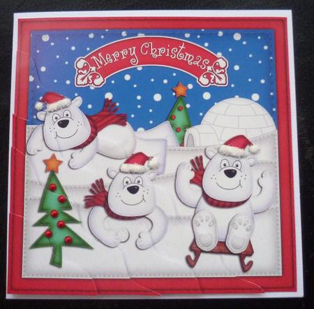 Xmas Polar Bears Wavy Corner Side Stacker Topper by Charlie Angel