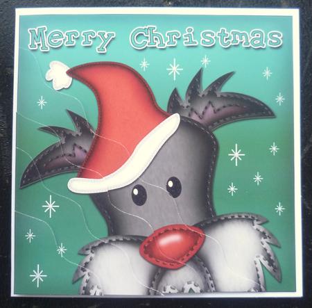 Xmas Scottie Dog Fun Novelty Wavy Corner Side Stacker Topper by Charlie Angel