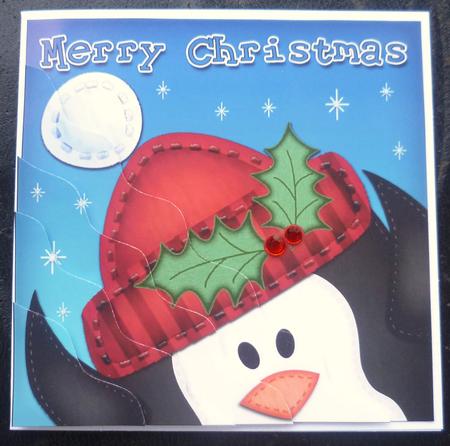 Xmas Penguin Fun Novelty Wavy Corner Side Stacker Topper by Charlie Angel