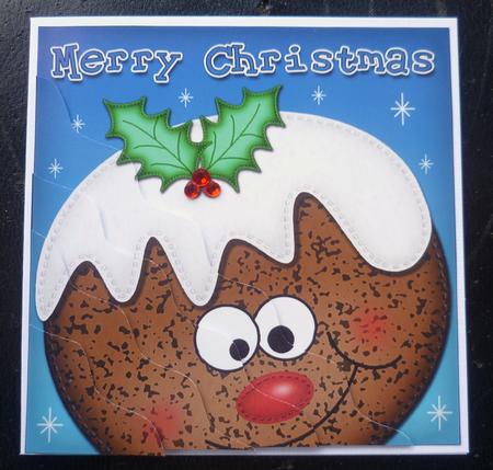 Xmas Pud Fun Novelty Wavy Corner Side Stacker Topper by Charlie Angel