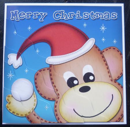 Xmas Cute Monkey Fun Novelty Wavy Corner Side Stacker Topper by Charlie Angel