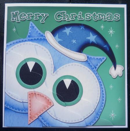 Xmas Little Hoot Fun Novelty Wavy Corner Side Stacker Topper by Charlie Angel