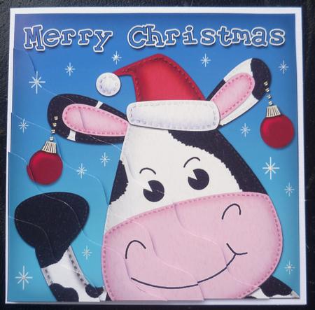 Xmas Milly Moo Fun Novelty Wavy Corner Side Stacker Topper by Charlie Angel
