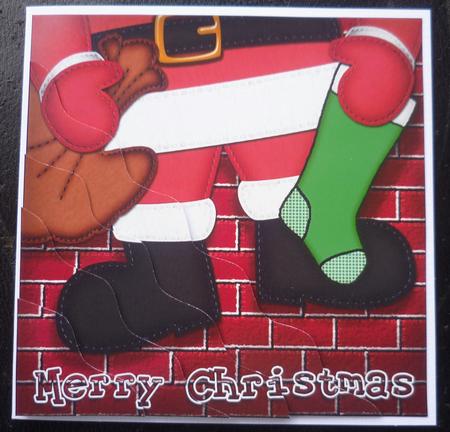Xmas Santa Stuck Fun Novelty Wavy Corner Side Stacker Topper by Charlie Angel