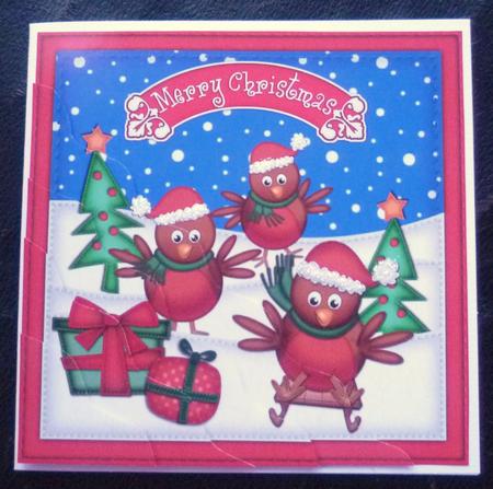 Xmas Robins Wavy Corner Side Stacker Topper by Charlie Angel