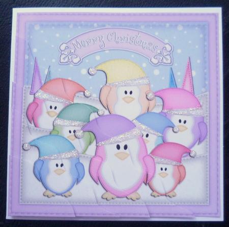 Xmas Pastel Penguins Wavy Corner Side Stacker Topper by Charlie Angel