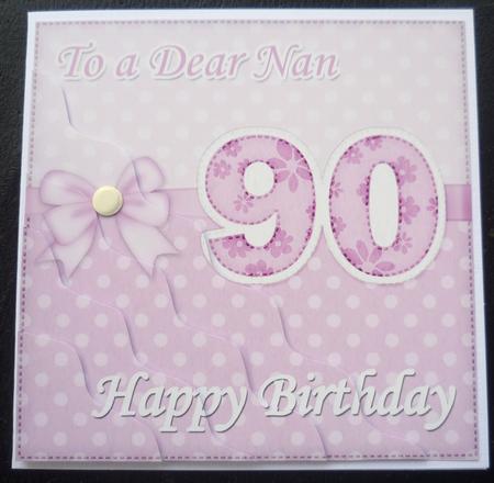 90th Birthday Nan Felties Wavy Corner Side Stacker Topper by Charlie Angel