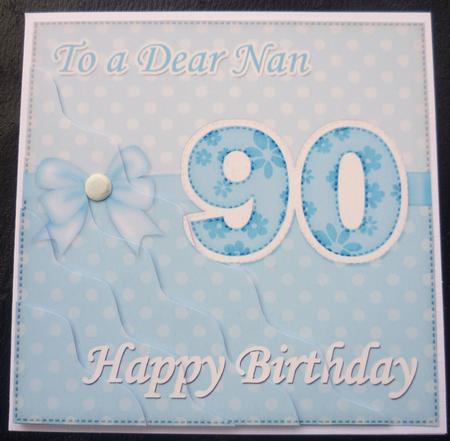 90th Birthday Nan Felties Wavy Corner Side Stacker Topper by Charlie Angel