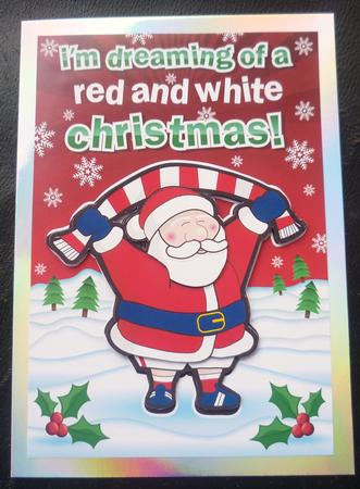 Father Christmas Red & White Football Fan by Charlie Angel