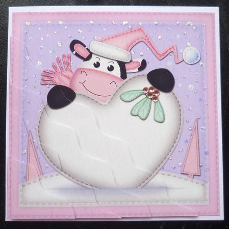 Milly Moo Cow Xmas Love Wavy Corner Side Stacker by Charlie Angel