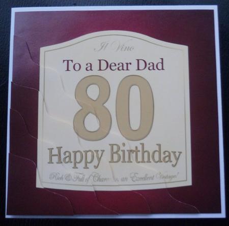 80th Birthday Dad Wine Label Wavy Corner Side Stacker Topper by Charlie Angel