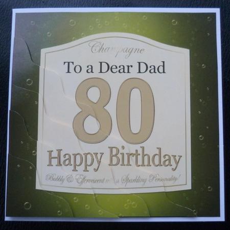 80th Birthday Dad Champagne Label Wavy Corner Side Stacker T by Charlie Angel