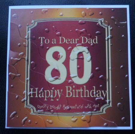 80th Birthday Dad Beer Label Wavy Corner Side Stacker Topper by Charlie Angel