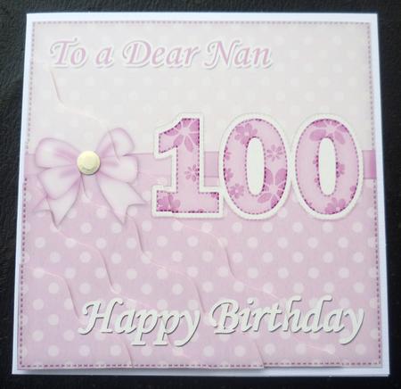100th Birthday Nan Felties Wavy Corner Side Stacker Topper by Charlie Angel