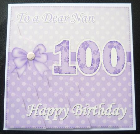 100th Birthday Nan Felties Wavy Corner Side Stacker Topper by Charlie Angel