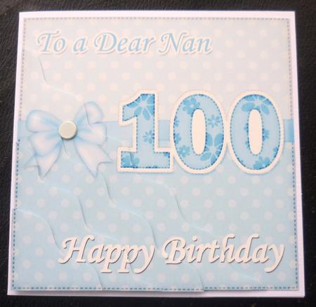 100th Birthday Nan Felties Wavy Corner Side Stacker Topper by Charlie Angel