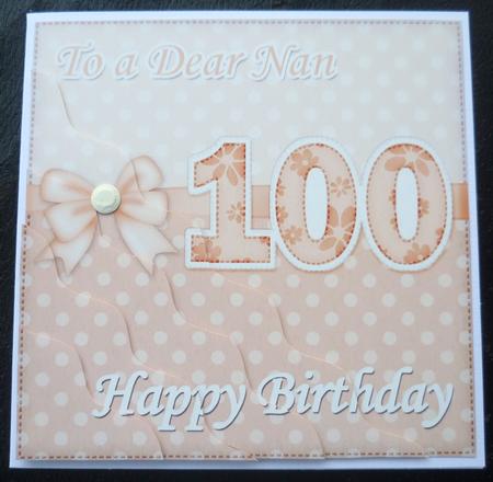 100th Birthday Nan Felties Wavy Corner Side Stacker Topper by Charlie Angel