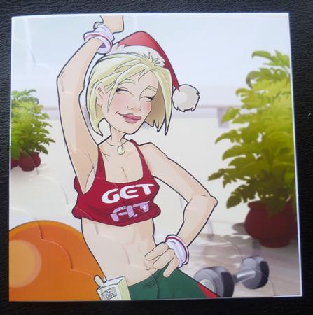 Get Fit Lady Christmas 8x8 Quick Card by Charlie Angel
