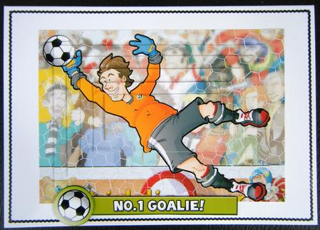 Football Dude Orange Goalkeeper Pyramid. by Charlie Angel