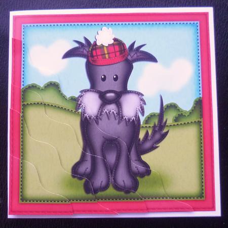 Hamish Scottie Dog Wavy Corner Side Stacker Topper by Charlie Angel