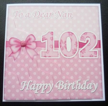 102nd Birthday Nan Felties Wavy Corner Side Stacker Topper by Charlie Angel
