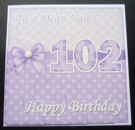 102nd Birthday Nan Felties Wavy Corner Side Stacker Topper by Charlie Angel