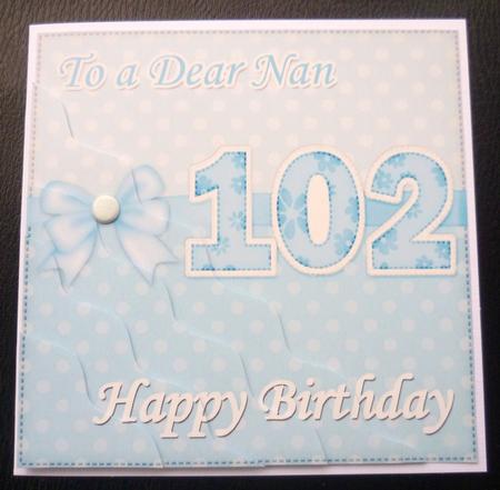 102nd Birthday Nan Felties Wavy Corner Side Stacker Topper by Charlie Angel