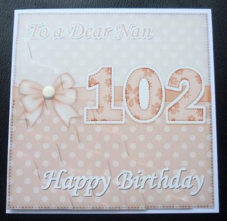 102nd Birthday Nan Felties Wavy Corner Side Stacker Topper by Charlie Angel