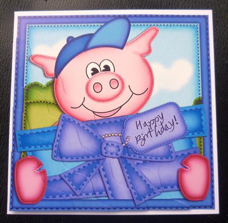 Ziggy Piggy's Present Wavy Corner Side Stacker Topper by Charlie Angel