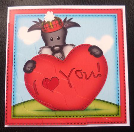 Hamish Scottie Dog's Heart Wavy Corner Side Stacker by Charlie Angel
