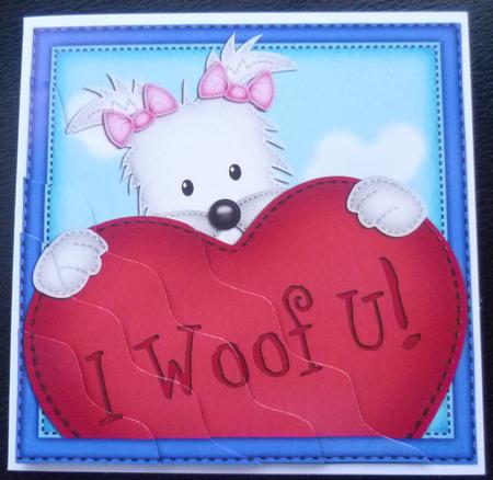 Jess Westie Dog's Heart Wavy Corner Side Stacker by Charlie Angel