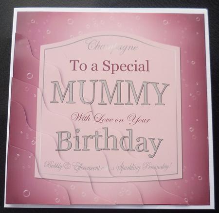 Birthday Mummy Pink Champers Label Wavy Corner by Charlie Angel