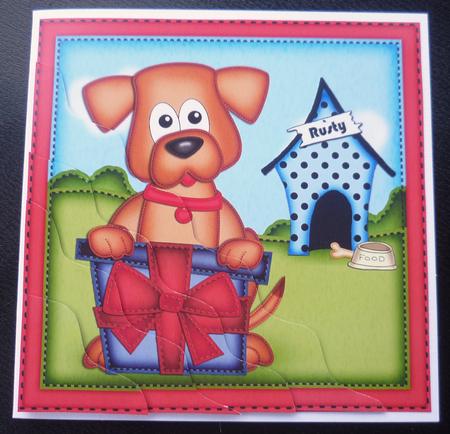 Rusty the Dog's Present Wavy Corner Side Stacker Topper by Charlie Angel