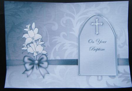 Baptism Metallic Greeting Matching Insert 5 x 7 Portrait by Charlie Angel