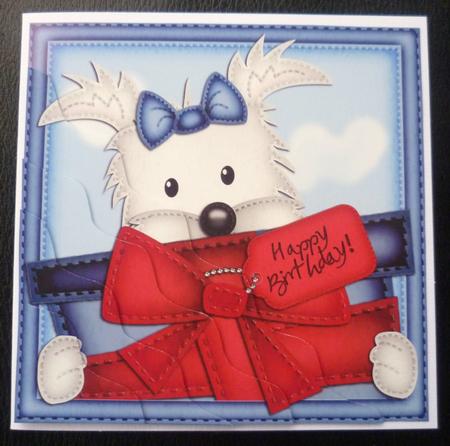 Jock the Westie's Present Wavy Corner Side Stacker Topper by Charlie Angel