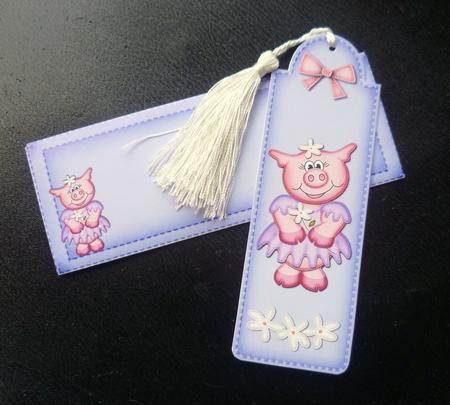 Zoe Piggy's Flower Bookmark Card N Envelope by Charlie Angel