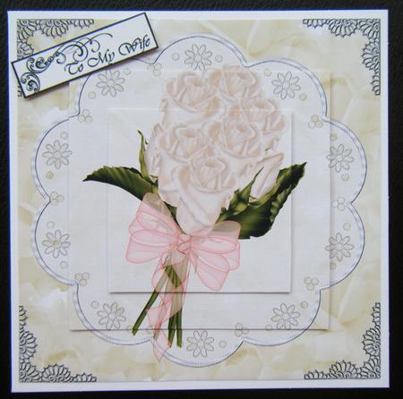 White Rose Bouquet on Lace by Charlie Angel