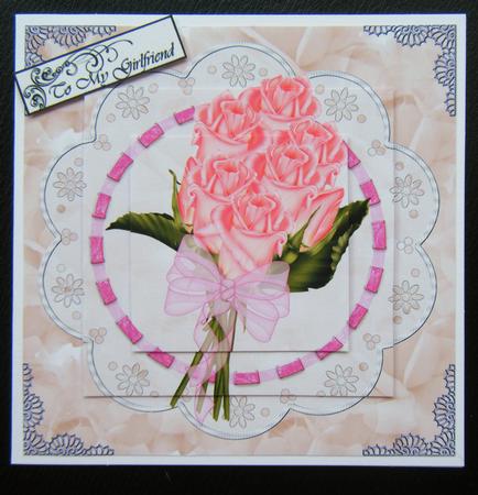 Pink Rose Bouquet with Rose Petal Background by Charlie Angel